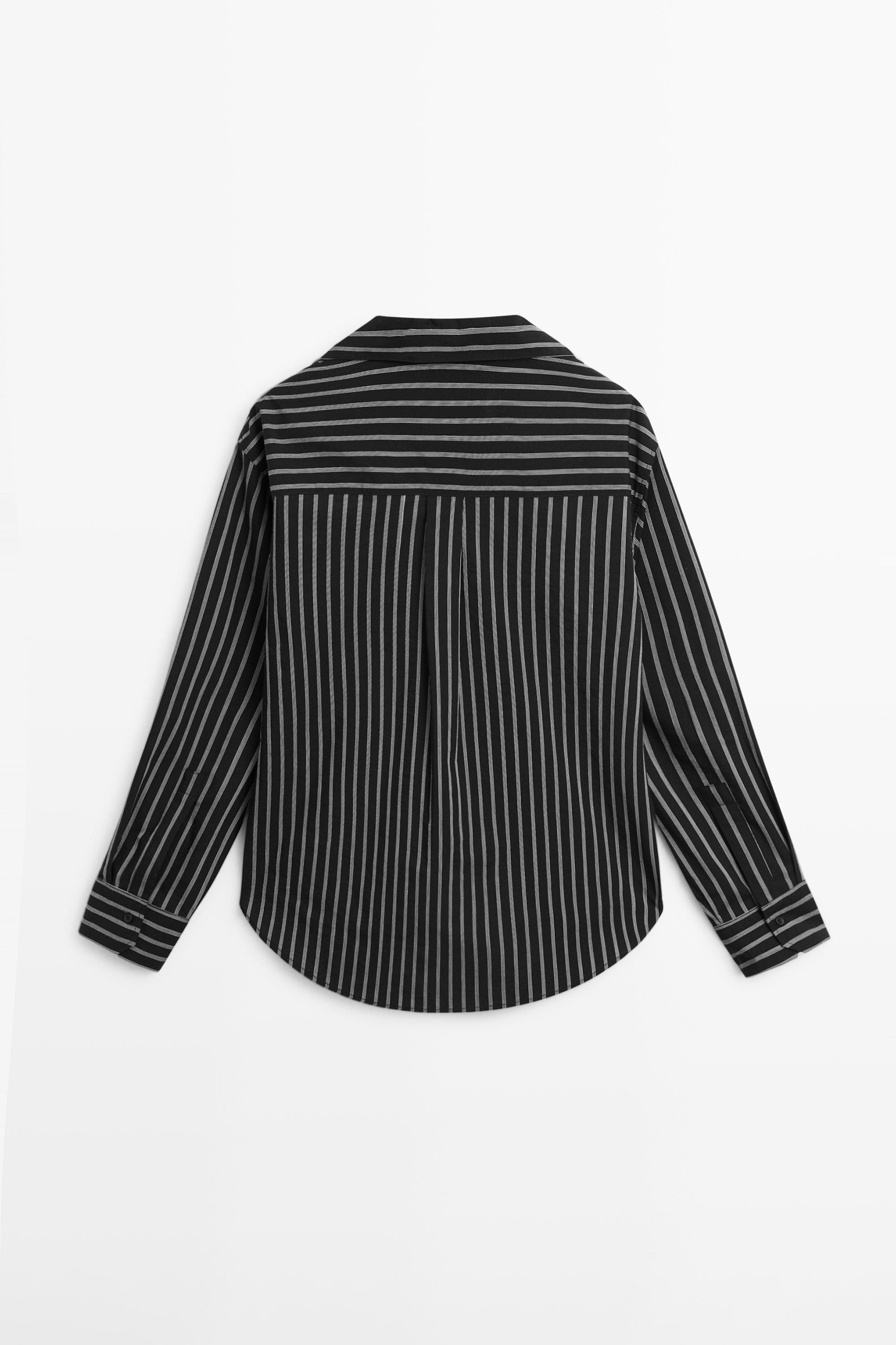 Striped cotton blend shirt